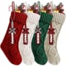 Personalized cable-knit stockings, 4 pack, 18 in, wooden name tags