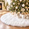 AISENO white faux fur tree skirt, 48 in