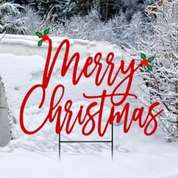 Weysat metal Merry Christmas yard signs, 15.75 in, waterproof, with stakes