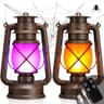 VIHOSE Halloween flame LED lanterns, 2 pack, purple and orange, waterproof, remote timer