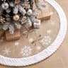 OurWarm white snowflake fur burlap tree skirt, 48 in