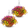 secqous artificial hanging flowers with baskets, 2 sets