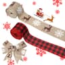 Wired ribbon, 2.5 in x 11 yards, red and burlap