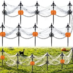 Metal Halloween fence stakes, 10 pieces, 16 in, with chain