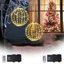 Prelit outdoor Christmas ball lights, 16 in, 208 LED, 2 pack