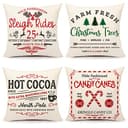 4TH Emotion farmhouse Christmas pillow covers, 18 x 18 in, set of 4
