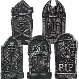 CAMIRUS foam RIP tombstones, 5 pack, 17 in, 10 metal stakes