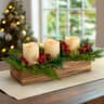 Yongmao gold and red berry centerpiece, 3 flameless candles