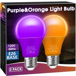 Orange and purple A19 LED bulbs, 2 pack, 9 W (60 W equivalent)