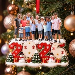 Personalized family Christmas ornament 2026, acrylic, photo and name