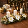 Cindeer magnolia centerpiece, 28 in, 3 candle holders