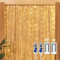 Brightown 300 LED curtain lights, 9.8 x 9.8 ft, 2 pack