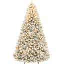 Hykolity snow flocked tree, 7.5 ft, 1,446 tips, 450 lights