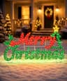 Lighted Merry Christmas sign, 72 in, 350+ LEDs, metal, stakes included
