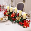 Sliner poinsettia centerpiece, 30 in, 5 LED candles included