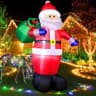8 ft inflatable Santa with gift bag, built-in LED