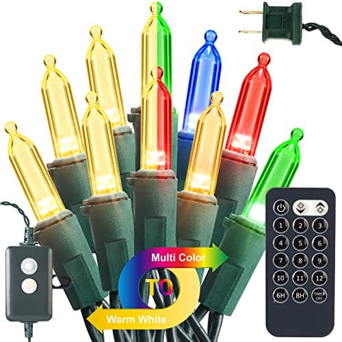 Brizled color changing Christmas lights, 33 ft, 100 LED, 12 modes