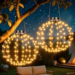 Solar hanging ball lights, 12 in, 2 pack, with timer