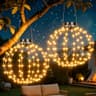 Solar hanging ball lights, 12 in, 2 pack, with timer