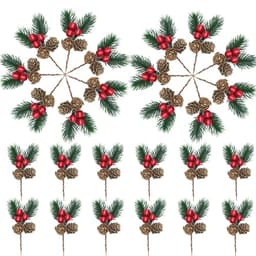 YGbridge Christmas floral picks with pine cones, 30 pieces