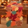 Embroidered leaves fall table runner, 72 in