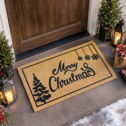 OurWarm Christmas coir doormat, 30 x 17 in, anti-slip PVC back