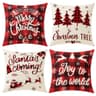 YOSICHY buffalo check Christmas pillow covers, 18 x 18 in, set of 4, red and black