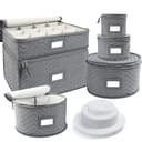 LotFancy china storage containers, 6 piece, quilted, stemware and dish set