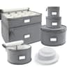 LotFancy china storage containers, 6 piece, quilted, stemware and dish set