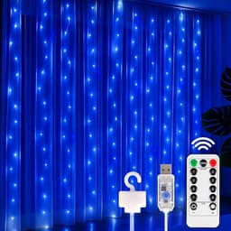 DomeStar 300 LED curtain lights, battery operated, remote