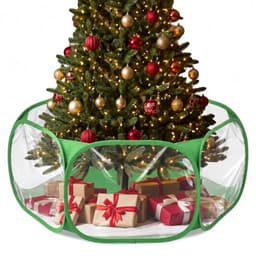 Pop-up Christmas tree fence, foldable 6-sided mesh barrier