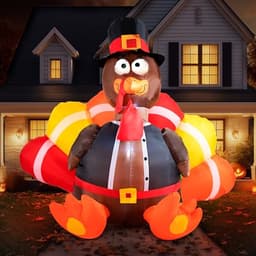 Joiedomi Thanksgiving inflatable turkey, 6 ft, pilgrim hat, LED