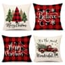 4TH Emotion buffalo check Christmas pillow covers, 18 x 18 in, set of 4