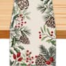 Heirloom Haven holly and pine cone table runner, 13 x 72 in