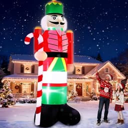 TURNMEON giant inflatable nutcracker, 14 ft, candy cane, built-in LED