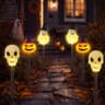 Glooglitter solar skull stake lights, 6 pack