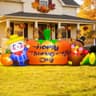 Thanksgiving inflatable scarecrow turkey and pumpkin, 8 ft