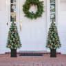 Glitzhome pre-lit porch trees, 4 ft, 2 pack, pine cones and berries