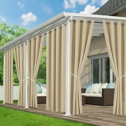 RichSets outdoor patio curtains, 6 drape panels, waterproof sun shade