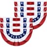 Pleated fan bunting, 1.5 ft x 3 ft, 6 pack, polyester