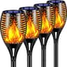 TomCare solar flame torch lights, 4 pack, 43 in, 99 LEDs, flickering flame