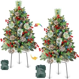 Outdoor Christmas urn fillers, 33 in, 50 lights, 230 branches, 2 pack