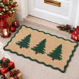Breling Christmas tree scalloped coir doormat
