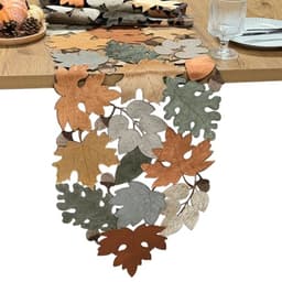 KEVA velvet table runner, 14 x 72 in, embroidered maple