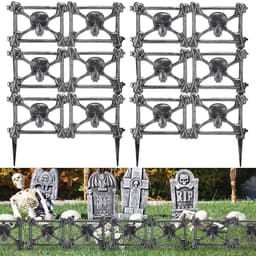 Cinnvoice Halloween skeleton fence, 10 pieces, 22 x 11 in