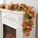 Artgar fall maple garland, 6 ft, 30 warm lights, timer