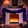 Pre-lit black cedar cypress Halloween garland, 9 ft