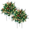 Glintoper lighted artificial Christmas urn filler, 60 LED, tripod stake, 2 pack