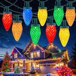 C9 Outdoor String Lights, 150 LED over 114 ft, timer + 8 modes