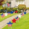Whaline patriotic star yard signs, 12 pieces, 24 stakes